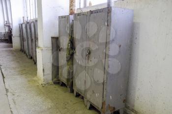 Instrumental iron lockers in the production room.