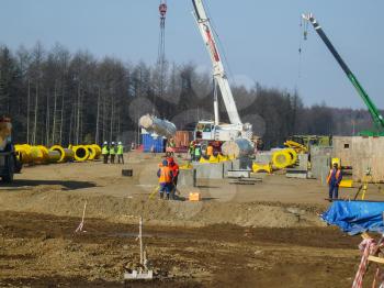 RUSSIA, SURGUT,  NOVEMBER 11, 2008: Construction of an oil and gas pipeline Industrial equipment