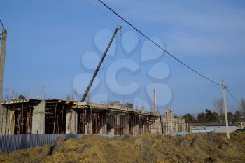 Construction of a residential building, reinforced concrete structures, cement and fittings.