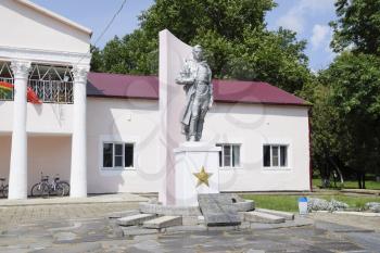 Protichka, Russia - 16, 2016: Monument to the Liberator in the Great Patriotic War. Monument near the house of culture in the village of Protichka.
