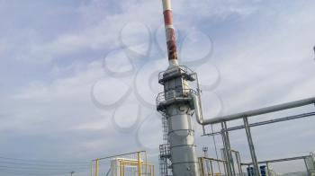 Furnace for heating oil at the refinery. The equipment for oil refining.