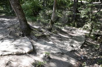 path laid out of stone slabs. A path in the mountains