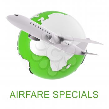 Airfare Specials Means Airplane Promotion 3d Rendering