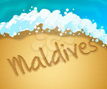 Maldives Holiday Showing Tropical Vacation 3d Illustration