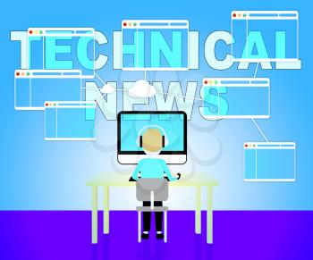 Technical News Representing Hi Tech Media 3d Illustration
