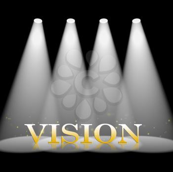 Vision Spotlight Showing Missions Objectives 3d Illustration