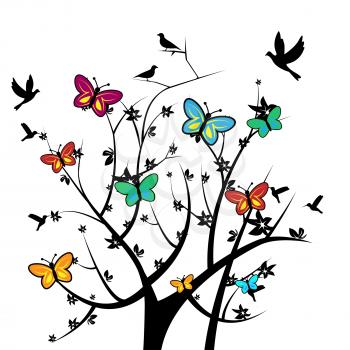 Butterflies In Tree Indicating Natural Environment And Nature
