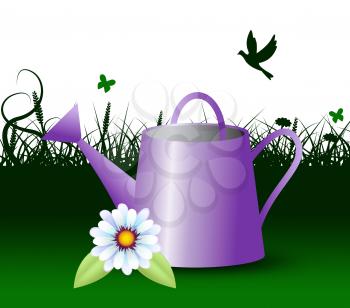 Watering Can Representing Horticulture Outdoors 3d Illustration
