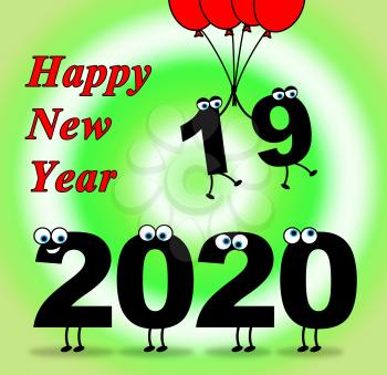 Two Thosand Twenty Indicating 2020 New Year 3d Illustration