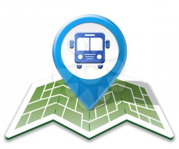 Bus Map Showing Public Transport 3d Illustration