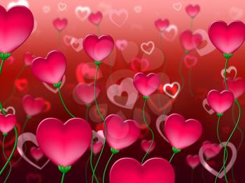 Red Hearts Background Showing Abstract Heart Romance