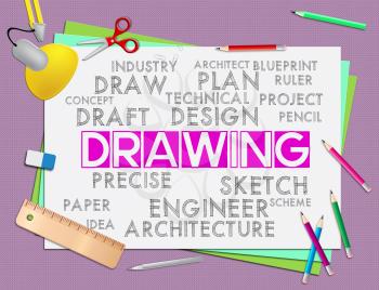 Drawing words showing creative designer who draws