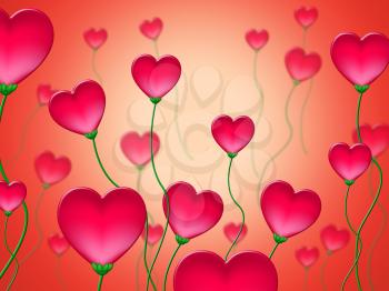 Red Hearts Background Showing Abstract Heart Shapes