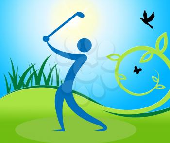 Golf Swing Man Indicating Fairway Golfer And Playing