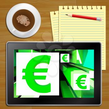 Euro Symbol Showing European Forex Tablet 3d Illustration