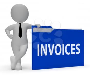 Invoices Folder Indicating Due Bills 3d Rendering