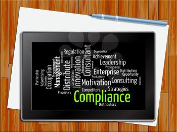 Compliance Word Showing Agreement Online 3d Illustration