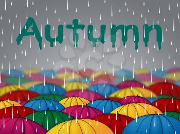 Autumn Rain Representing Fall Downpour And Showers