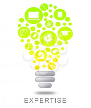 Expertise Lightbulb Indicating Proficient Skills And Experience