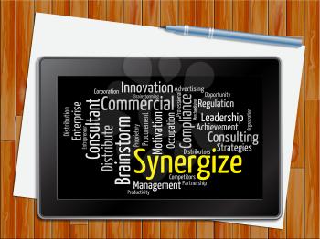 Synergize Word Indicating Working Together 3d Illustration