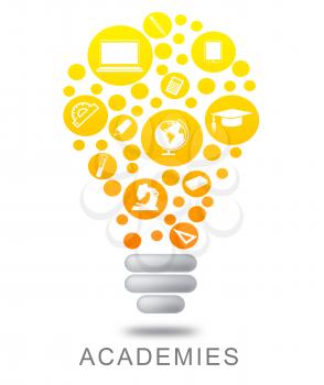 Academies Lightbulb Representing Colleges Institutes And Schools