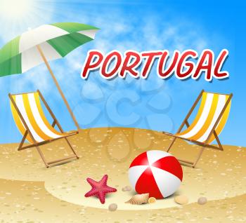 Portugal Vacations Indicating Portuguese Iberian Holiday Beach