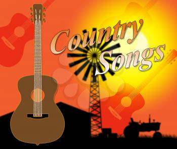 Country Songs Showing Folk Music And Singing