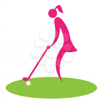 Woman Teeing Off Showing Golf Course Professional Golfer