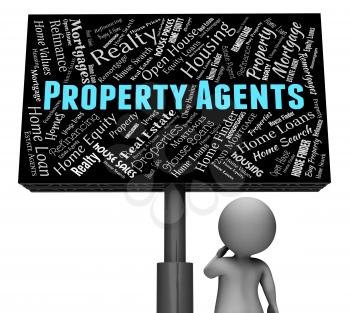 Property Agents Showing House Placard And Apartment