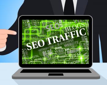 Seo Traffic Indicating Search Engine And Laptop