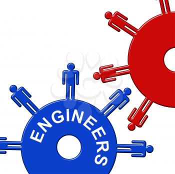 Engineers Cogs Indicating Collaboration Cogwheel And Team