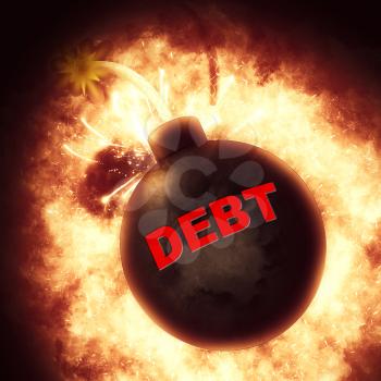 Debt Bomb Showing Financial Obligation And Bankruptcy