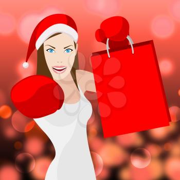 Christmas Shopping Woman Meaning Retail Sales And Merchandiser