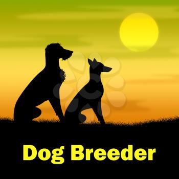 Dog Breeder Representing Pups Fields And Grassland