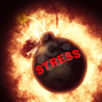 Stress Bomb Indicating Stressing Explodes And Exploding
