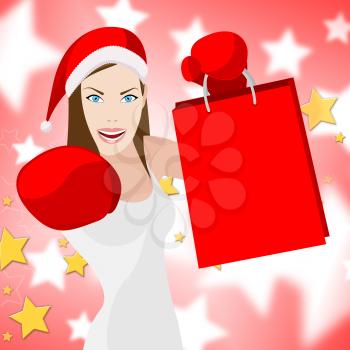 Woman Christmas Shopping Representing Retail Sales And Buying