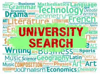 University Search Meaning Educational Establishment And Researching