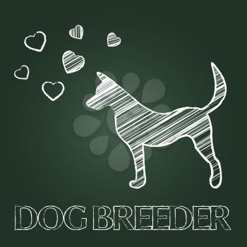 Dog Breeder Indicating Puppy Offspring And Reproducing