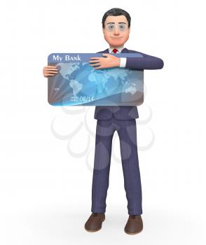 Credit Card Indicating Business Person And Plastic 3d Rendering
