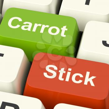 Carrot Or Stick Keys Shows Motivation By Incentive Or Pressure