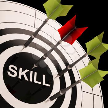 Skill On Dartboard Shows Gained Skills Or Obtained Abilities