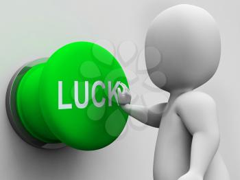 Luck Button Showing Gambling Fortunate And Risk