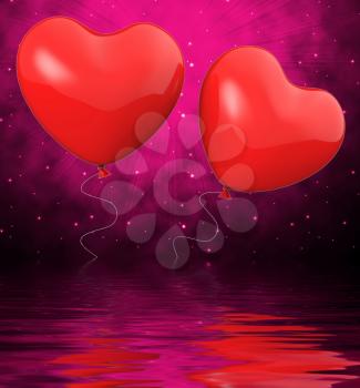 Heart Balloons Displaying Mutual Attraction Love And Affection