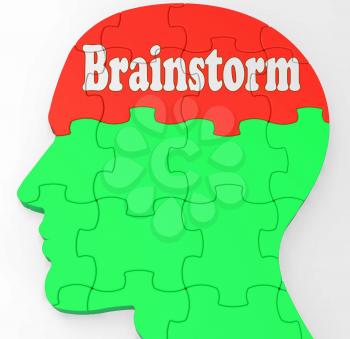 Brainstorm Showing Mind Thinking Clever Thoughts And Ideas