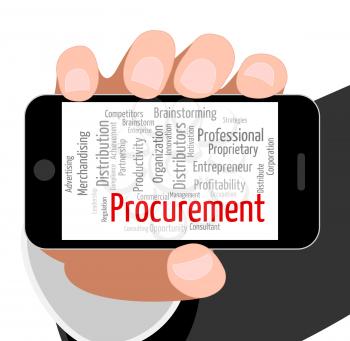 Procurement Word Representing Buying Procures And Wordcloud