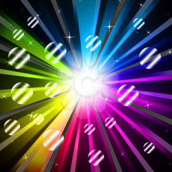 Colorful Rays Background Showing Glowing And Party
