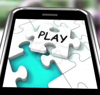 Play Smartphone Showing Recreation And Games On Internet