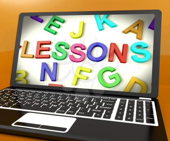 Lessons Message On Computer Screen Shows Online Education