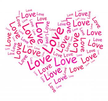 Love Words In Heart Showing Romance And Desire