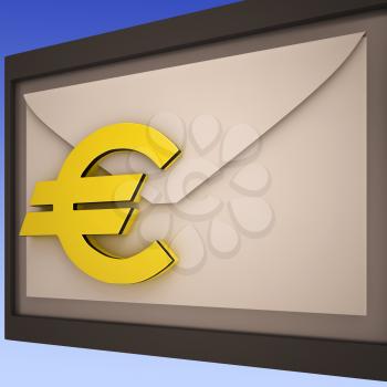 Euro On Envelope Shows European Correspondence Or International Mailing